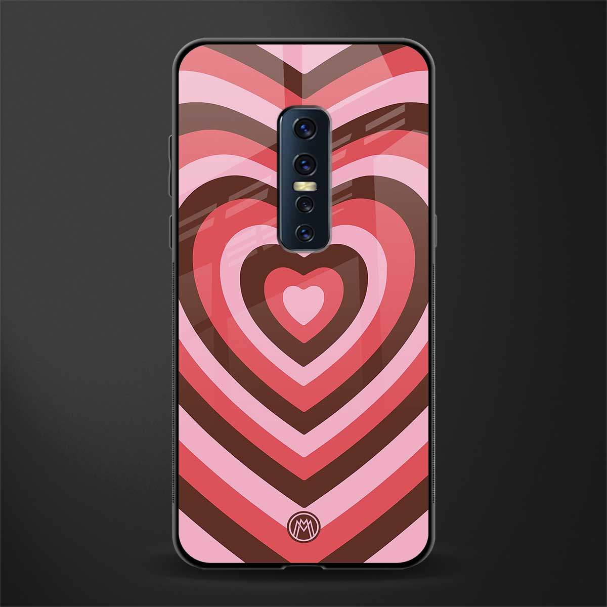 y2k red pink brown hearts aesthetic glass case for vivo v17 pro image