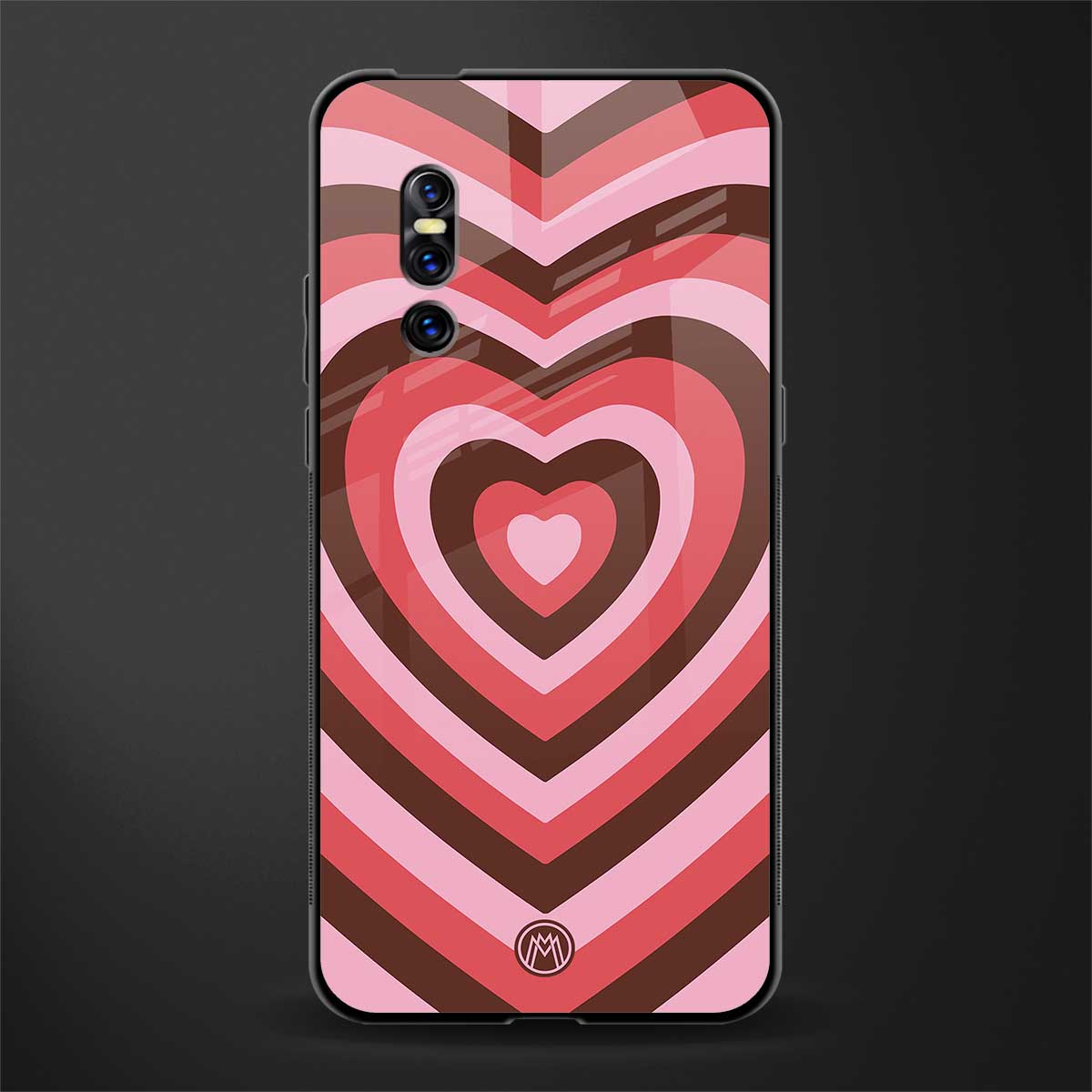 y2k red pink brown hearts aesthetic glass case for vivo v15 pro image
