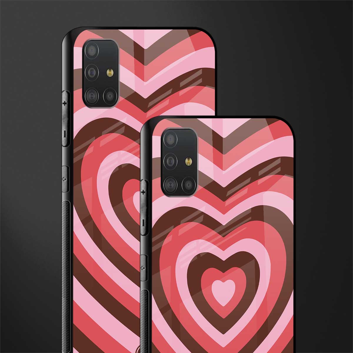 y2k red pink brown hearts aesthetic glass case for samsung galaxy a51 image-2