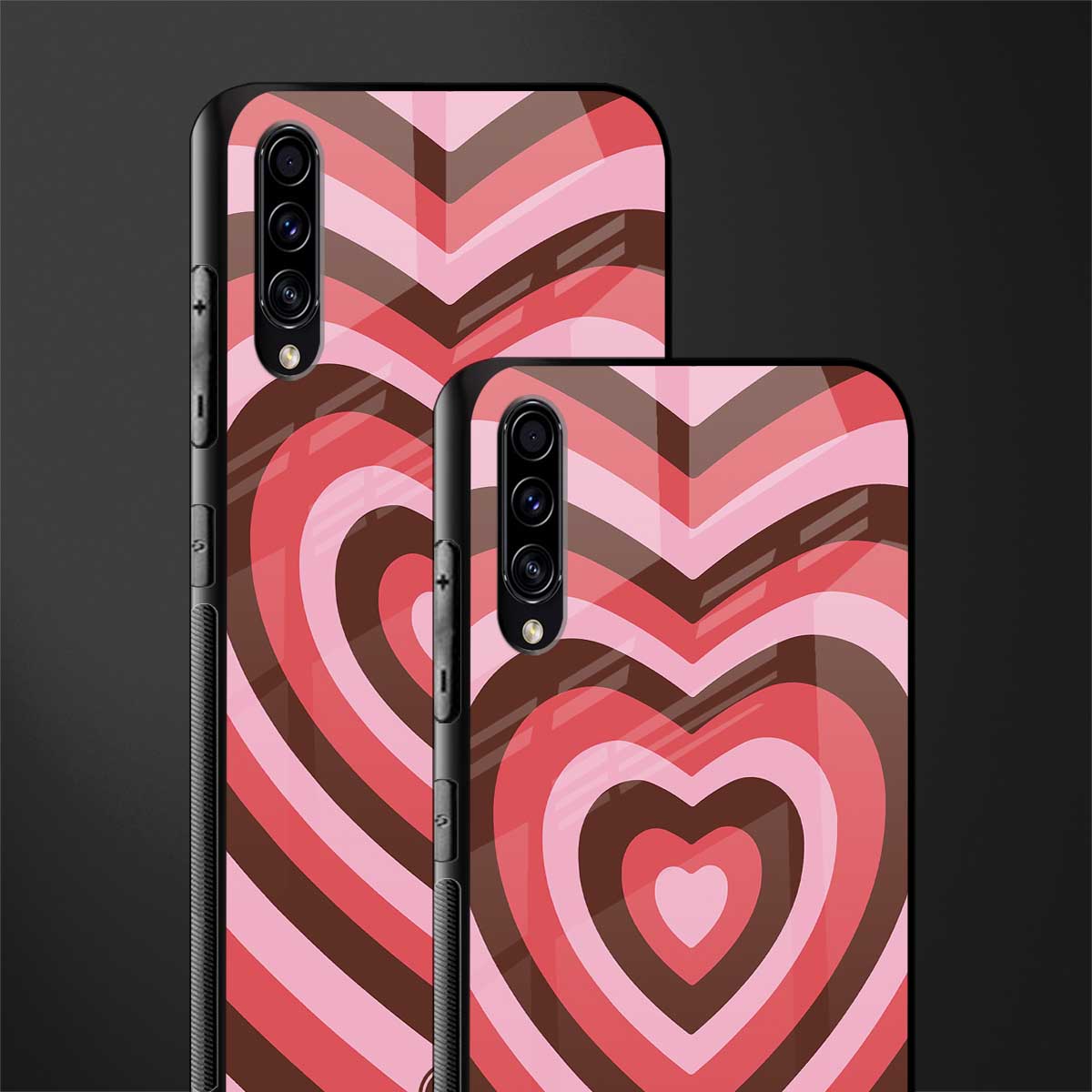 y2k red pink brown hearts aesthetic glass case for samsung galaxy a30s image-2