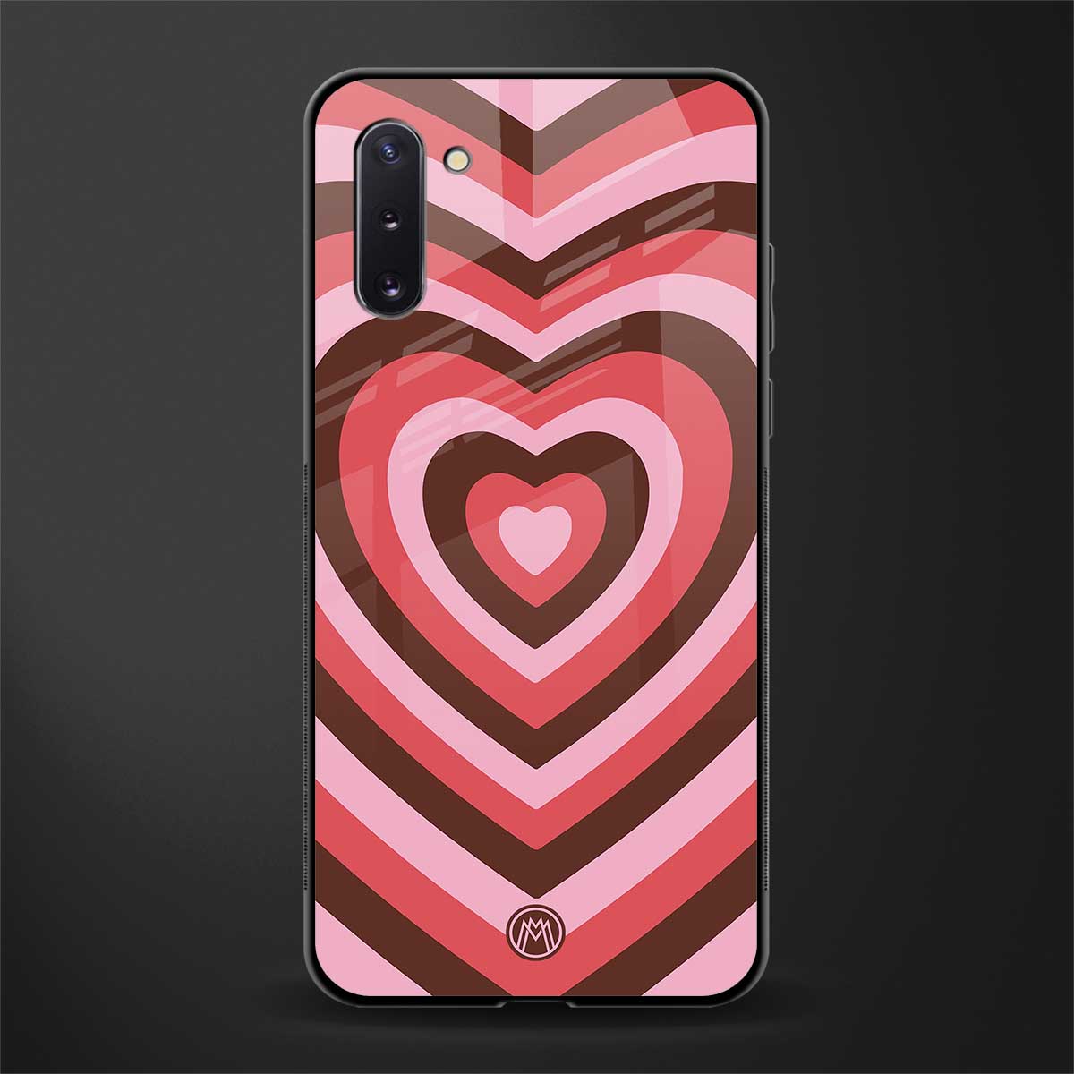y2k red pink brown hearts aesthetic glass case for samsung galaxy note 10 image