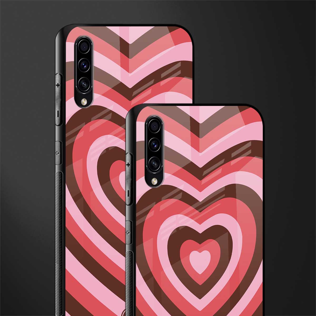 y2k red pink brown hearts aesthetic glass case for samsung galaxy a70 image-2