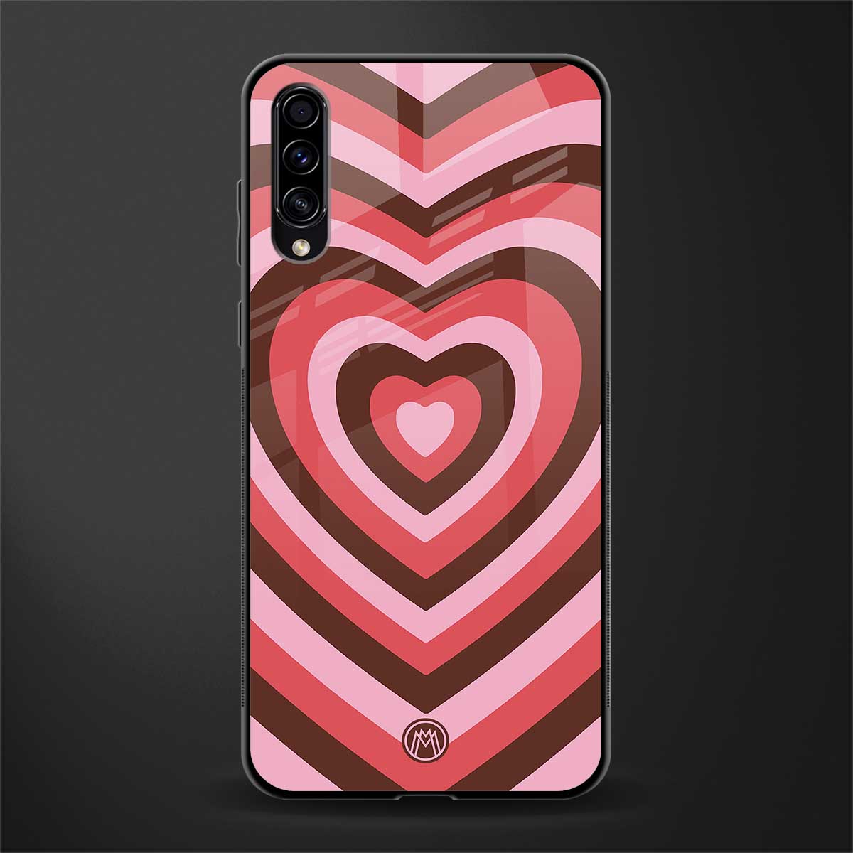y2k red pink brown hearts aesthetic glass case for samsung galaxy a70 image