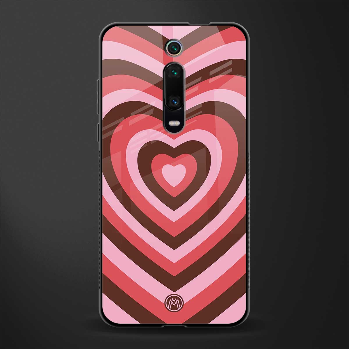y2k red pink brown hearts aesthetic glass case for redmi k20 image