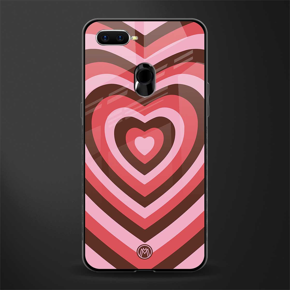 y2k red pink brown hearts aesthetic glass case for oppo a5s image
