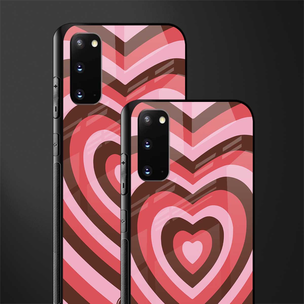 y2k red pink brown hearts aesthetic glass case for samsung galaxy s20 image-2
