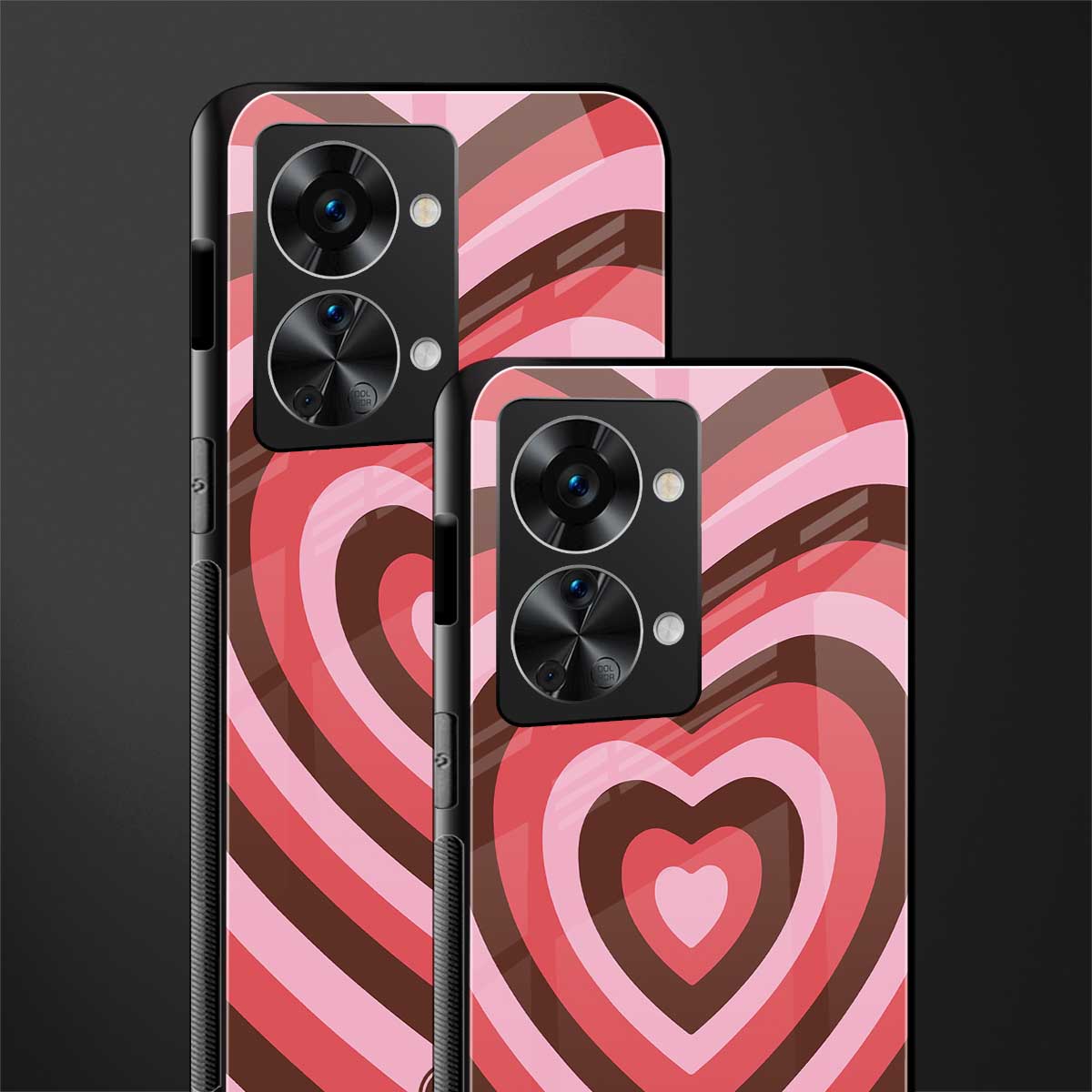 y2k red pink brown hearts aesthetic glass case for phone case | glass case for oneplus nord 2t 5g