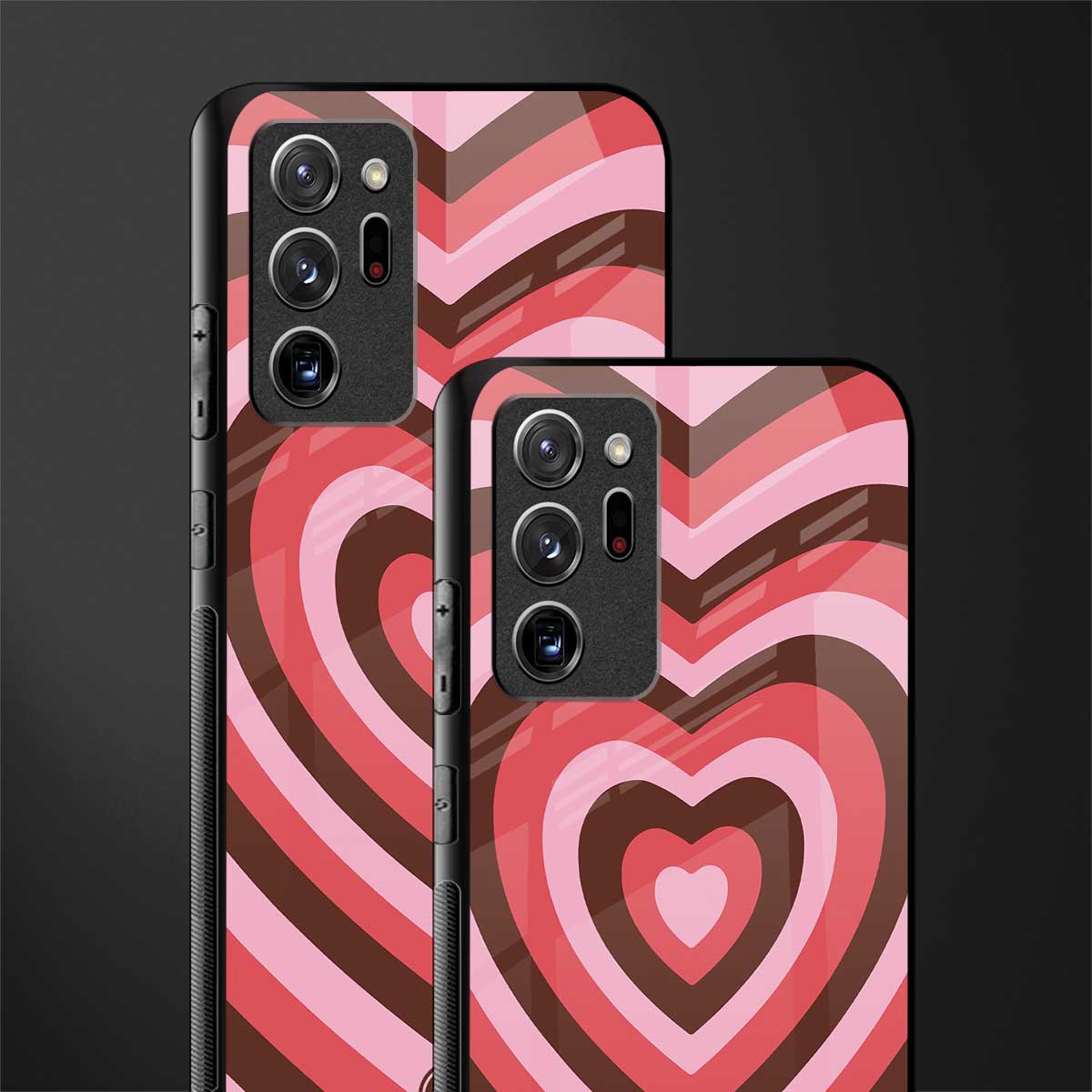 y2k red pink brown hearts aesthetic glass case for samsung galaxy note 20 ultra 5g image-2