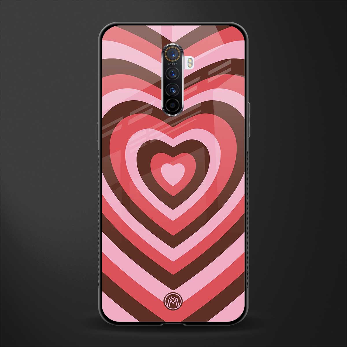 y2k red pink brown hearts aesthetic glass case for realme x2 pro image