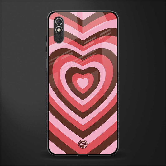 y2k red pink brown hearts aesthetic glass case for redmi 9a image