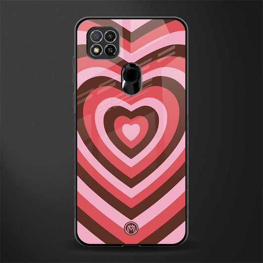 y2k red pink brown hearts aesthetic glass case for redmi 9 image