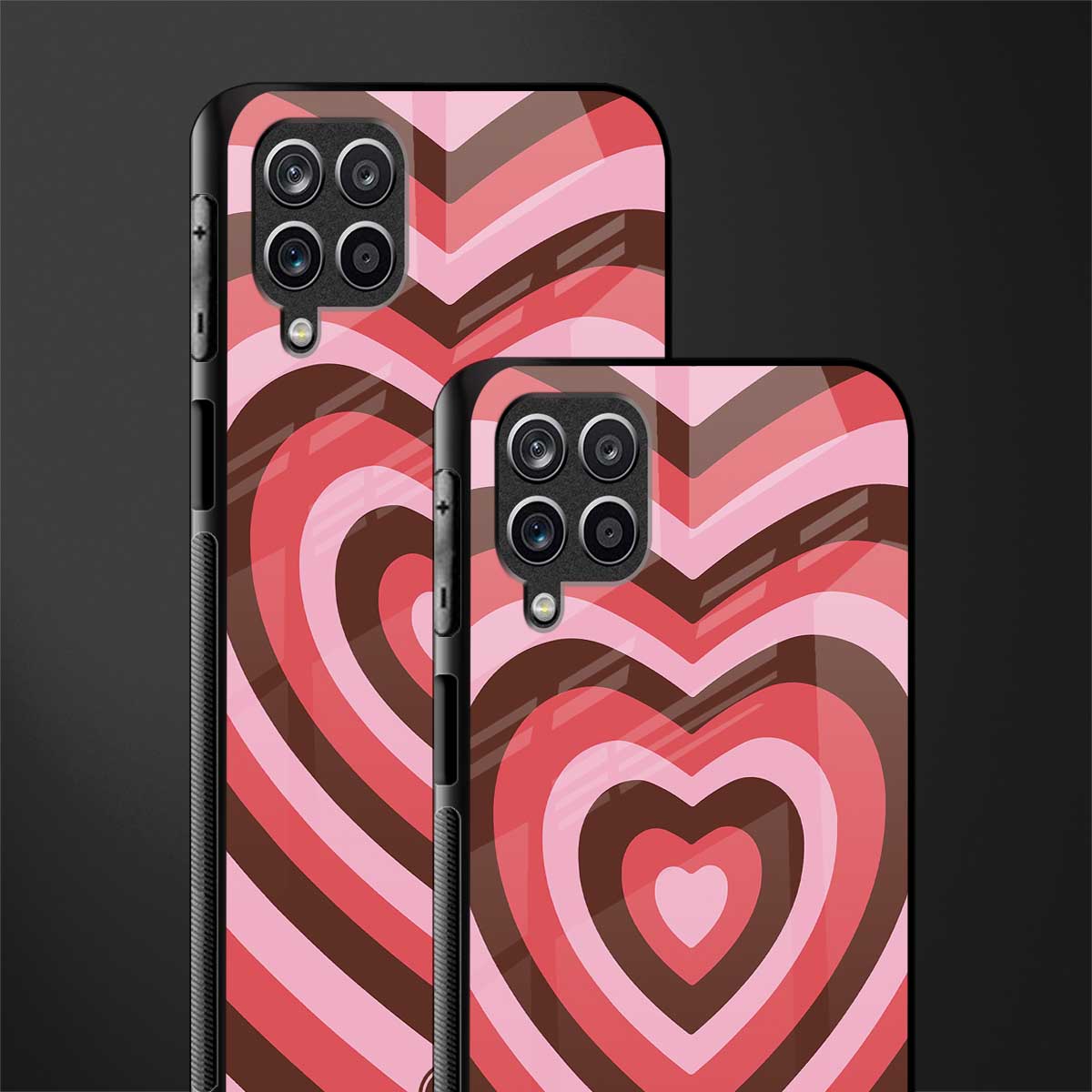 y2k red pink brown hearts aesthetic glass case for samsung galaxy m12 image-2