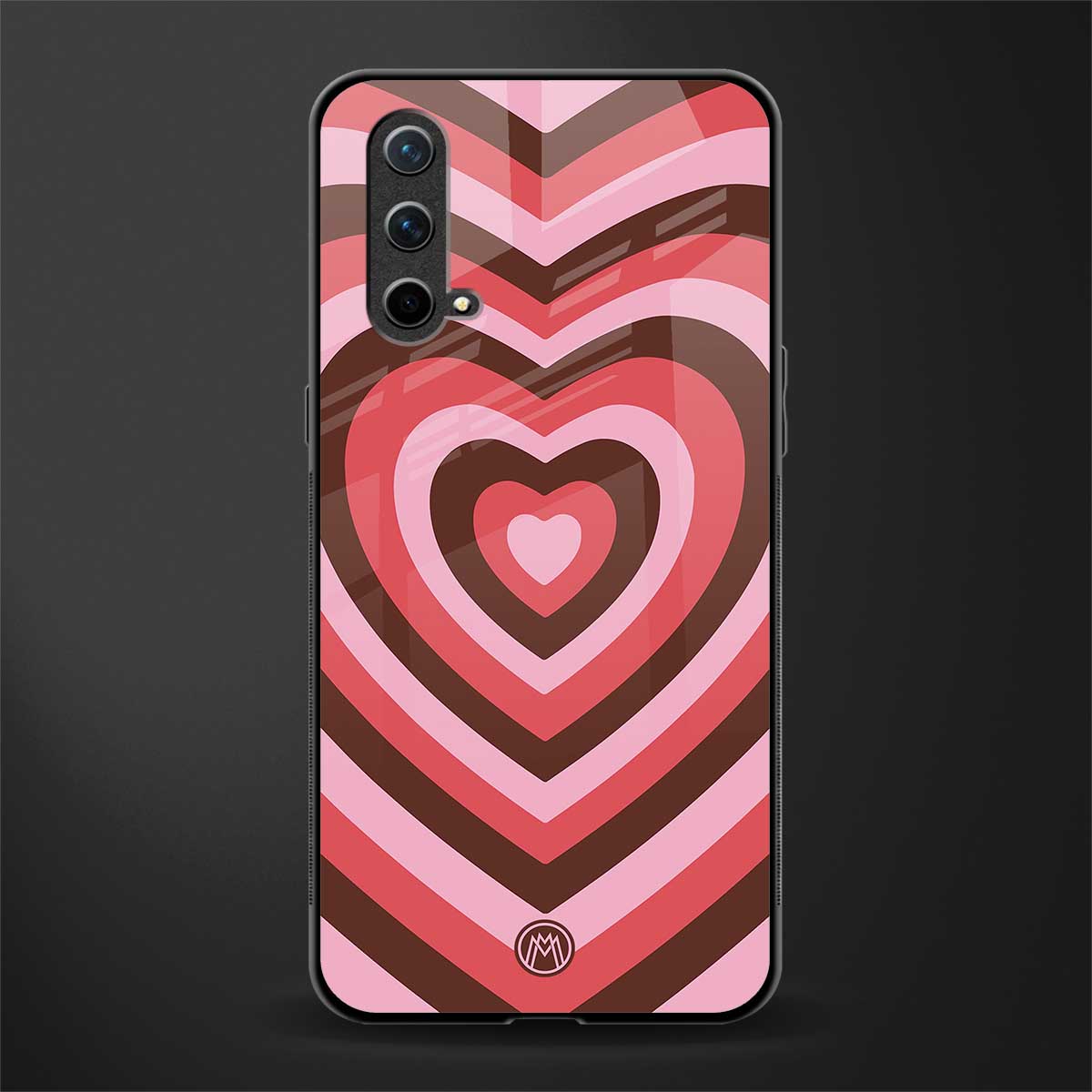 y2k red pink brown hearts aesthetic glass case for oneplus nord ce 5g image