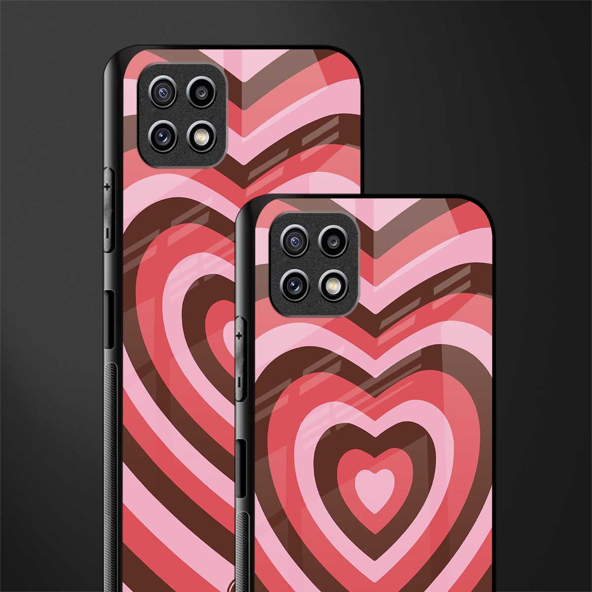 y2k red pink brown hearts aesthetic glass case for samsung galaxy a22 5g image-2
