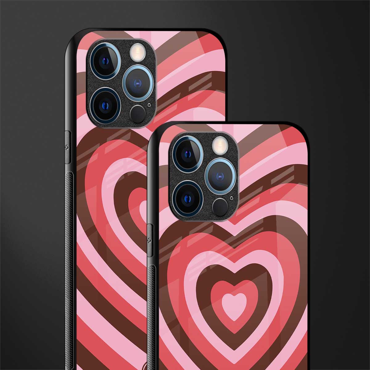 y2k red pink brown hearts aesthetic glass case for iphone 12 pro image-2