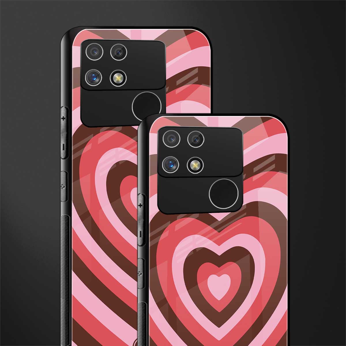 y2k red pink brown hearts aesthetic back phone cover | glass case for realme narzo 50a