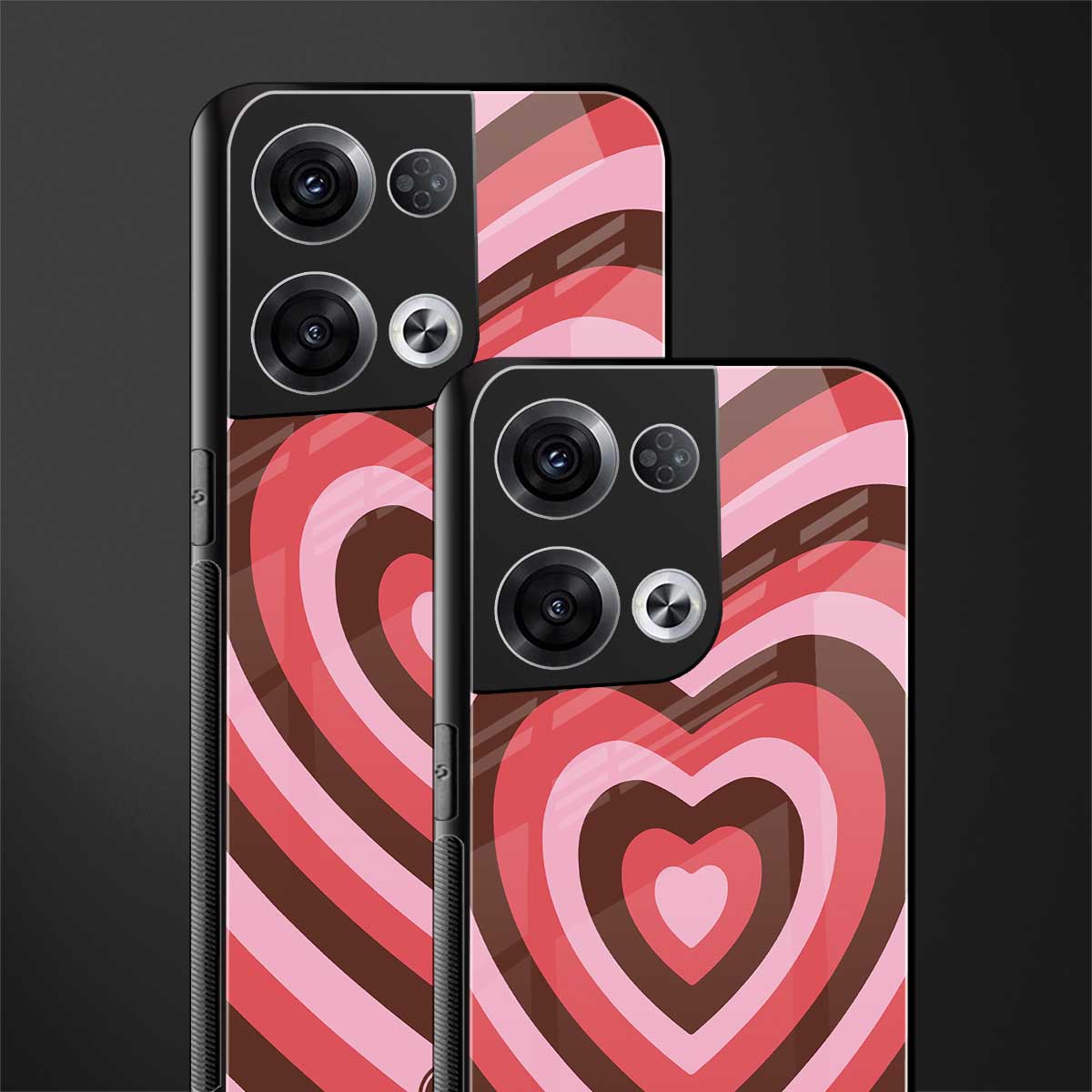 y2k red pink brown hearts aesthetic back phone cover | glass case for oppo reno 8