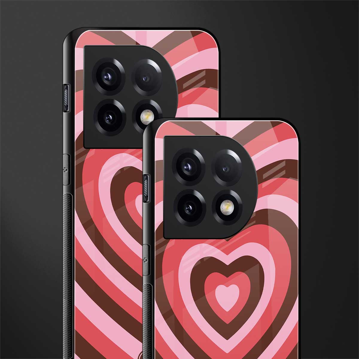 y2k red pink brown hearts aesthetic back phone cover | glass case for oneplus 11