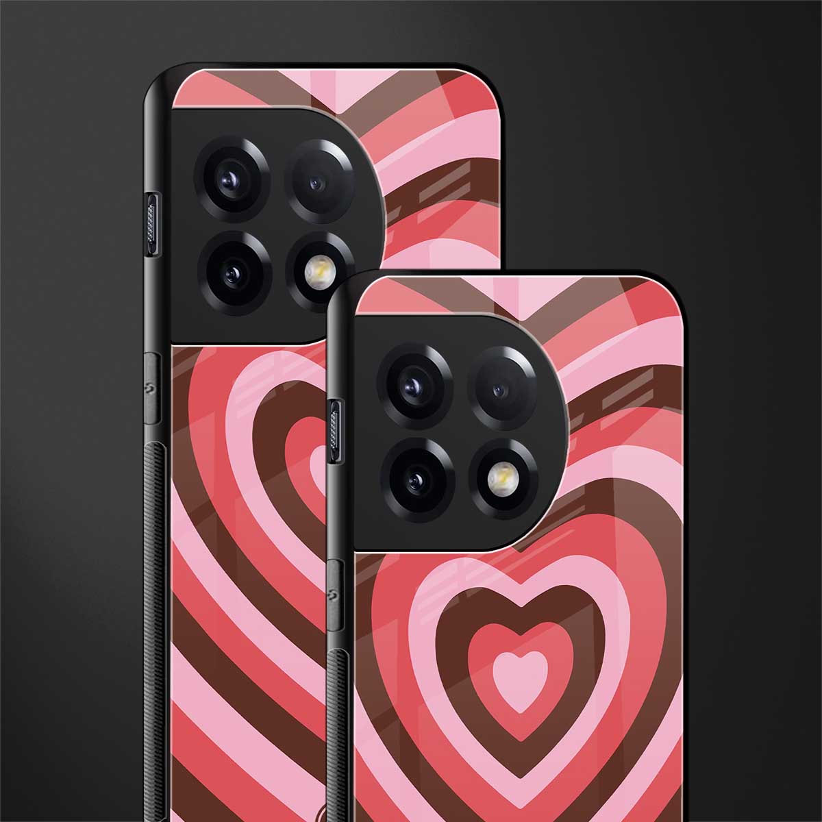 y2k red pink brown hearts aesthetic back phone cover | glass case for oneplus 11r