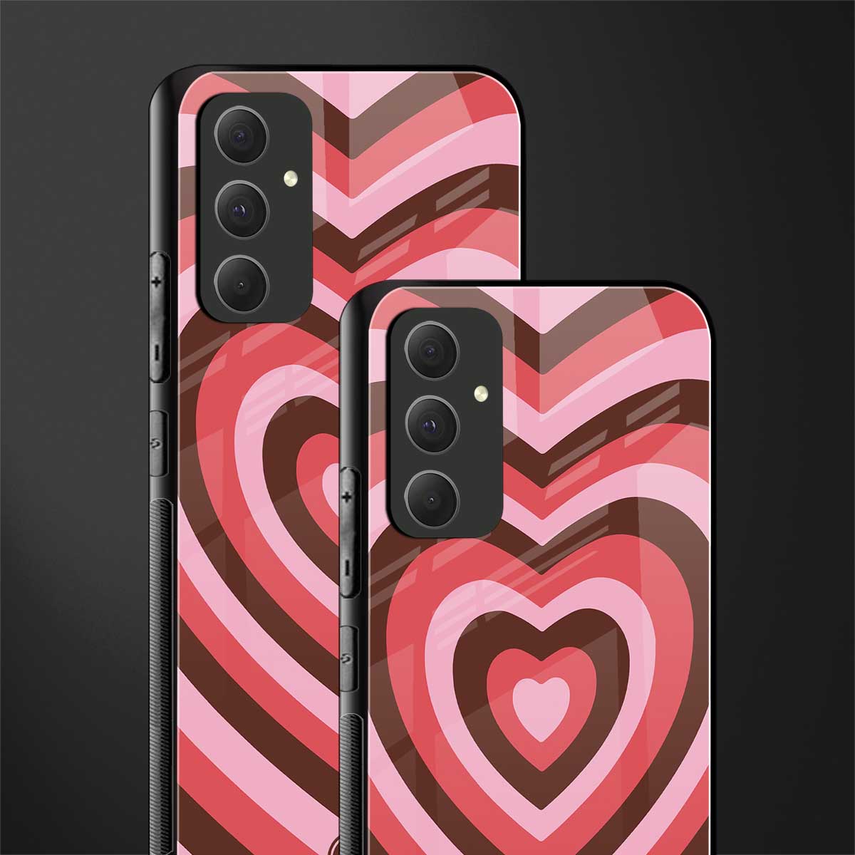 y2k red pink brown hearts aesthetic back phone cover | glass case for samsung galaxy a54 5g