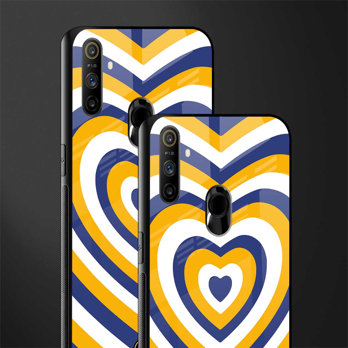 y2k yellow blue hearts aesthetic glass case for realme narzo 20a image-2