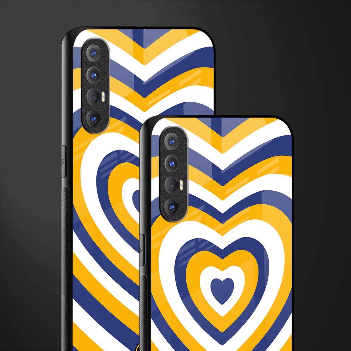 y2k yellow blue hearts aesthetic glass case for oppo reno 3 pro image-2
