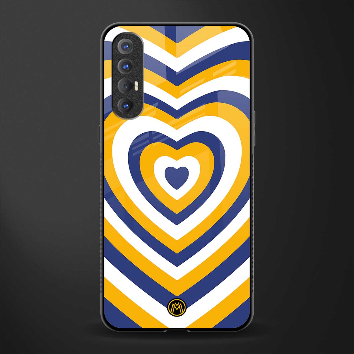 y2k yellow blue hearts aesthetic glass case for oppo reno 3 pro image