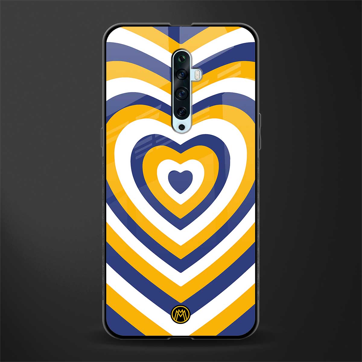 y2k yellow blue hearts aesthetic glass case for oppo reno 2f image