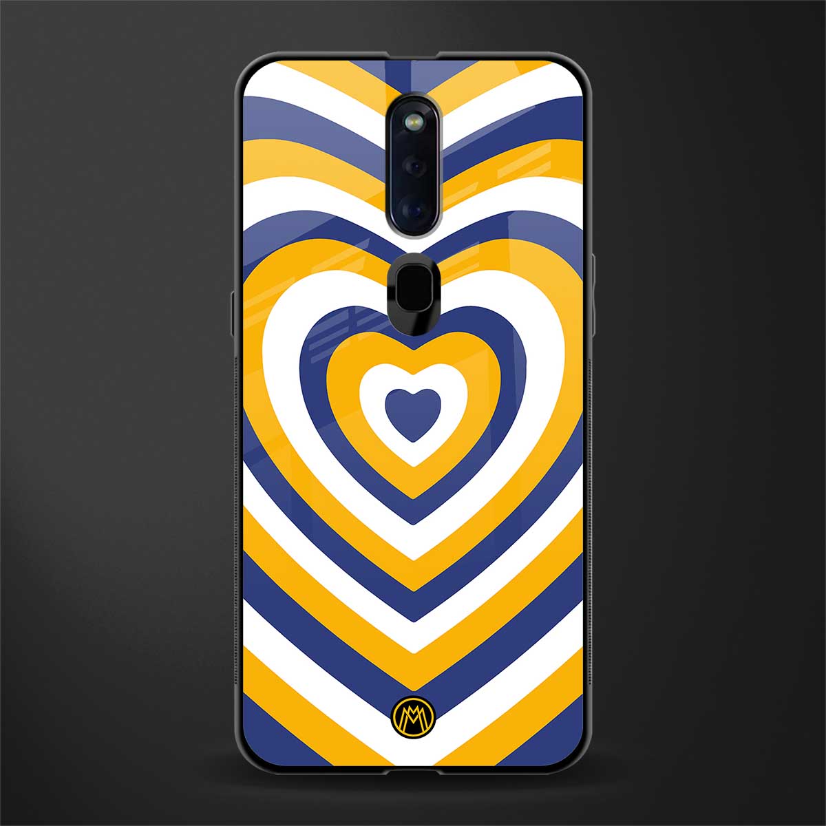y2k yellow blue hearts aesthetic glass case for oppo f11 pro image