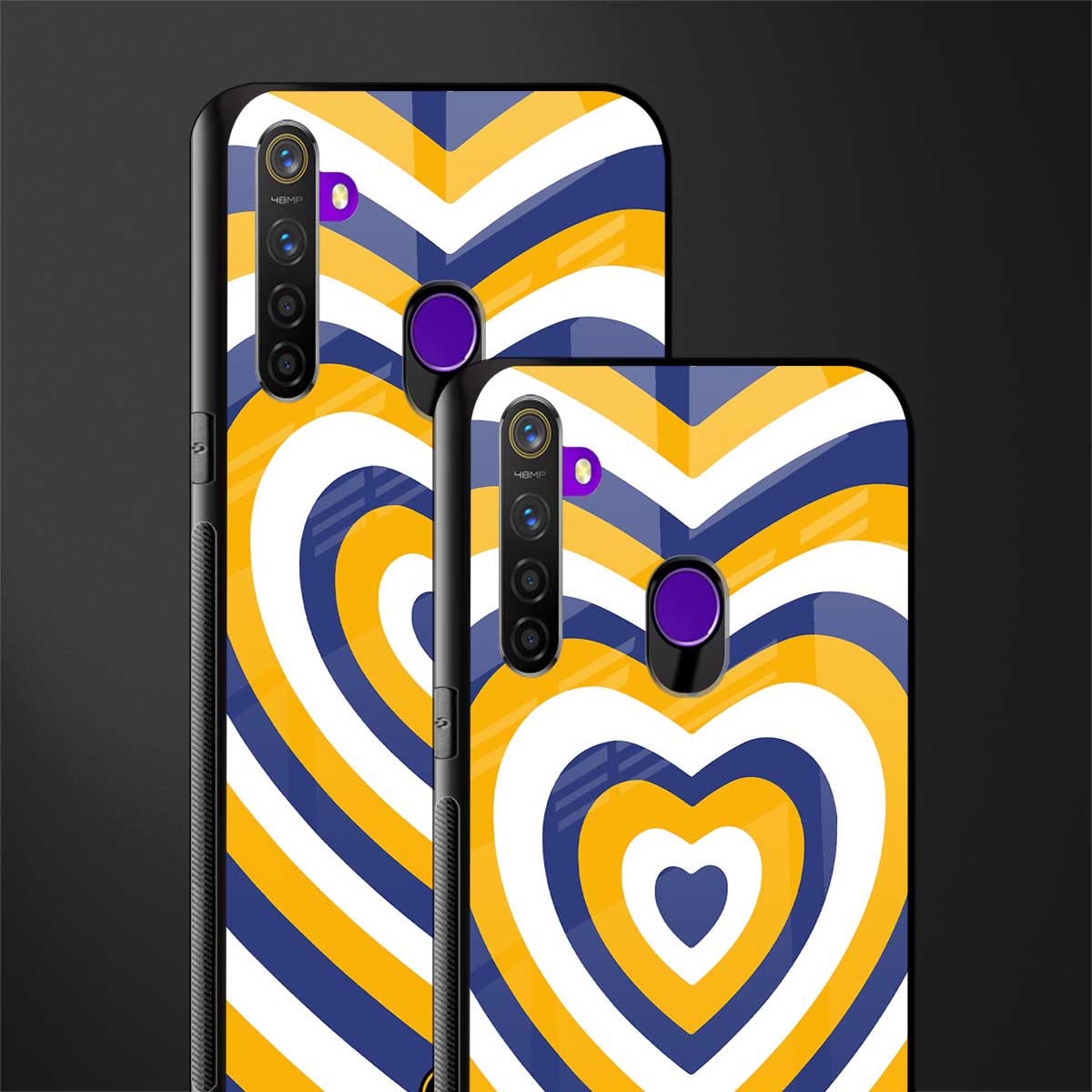 y2k yellow blue hearts aesthetic glass case for realme 5s image-2