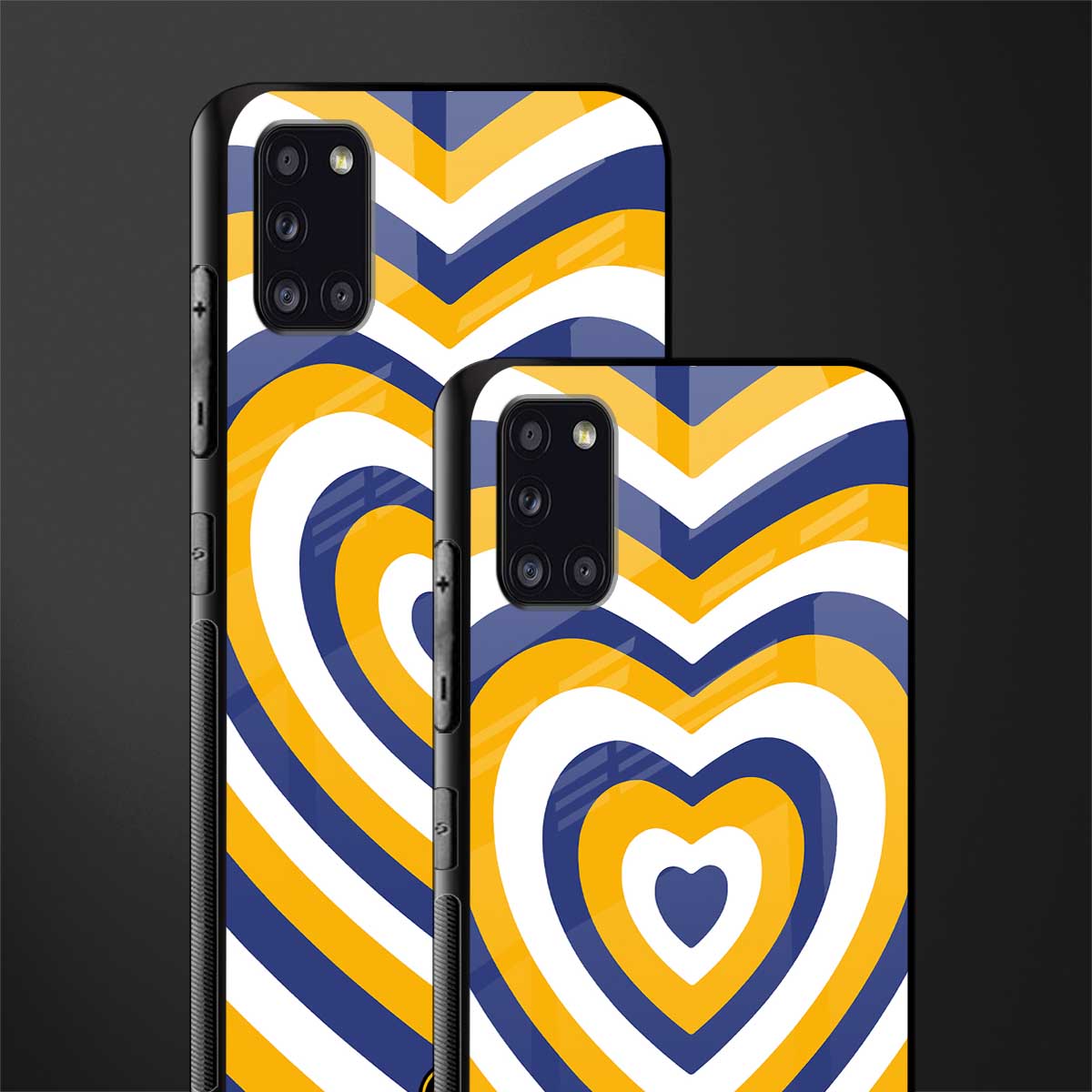 y2k yellow blue hearts aesthetic glass case for samsung galaxy a31 image-2