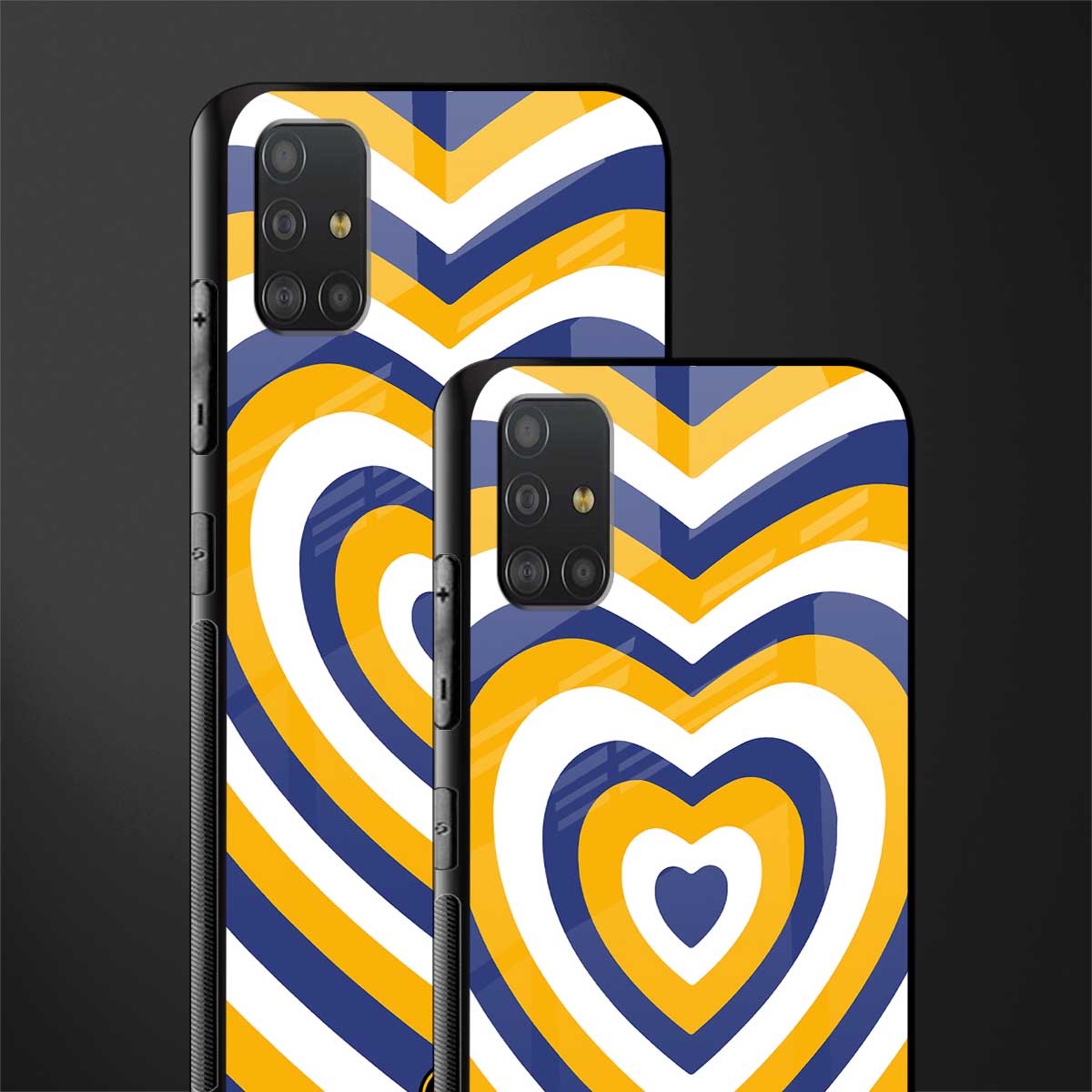 y2k yellow blue hearts aesthetic glass case for samsung galaxy a51 image-2
