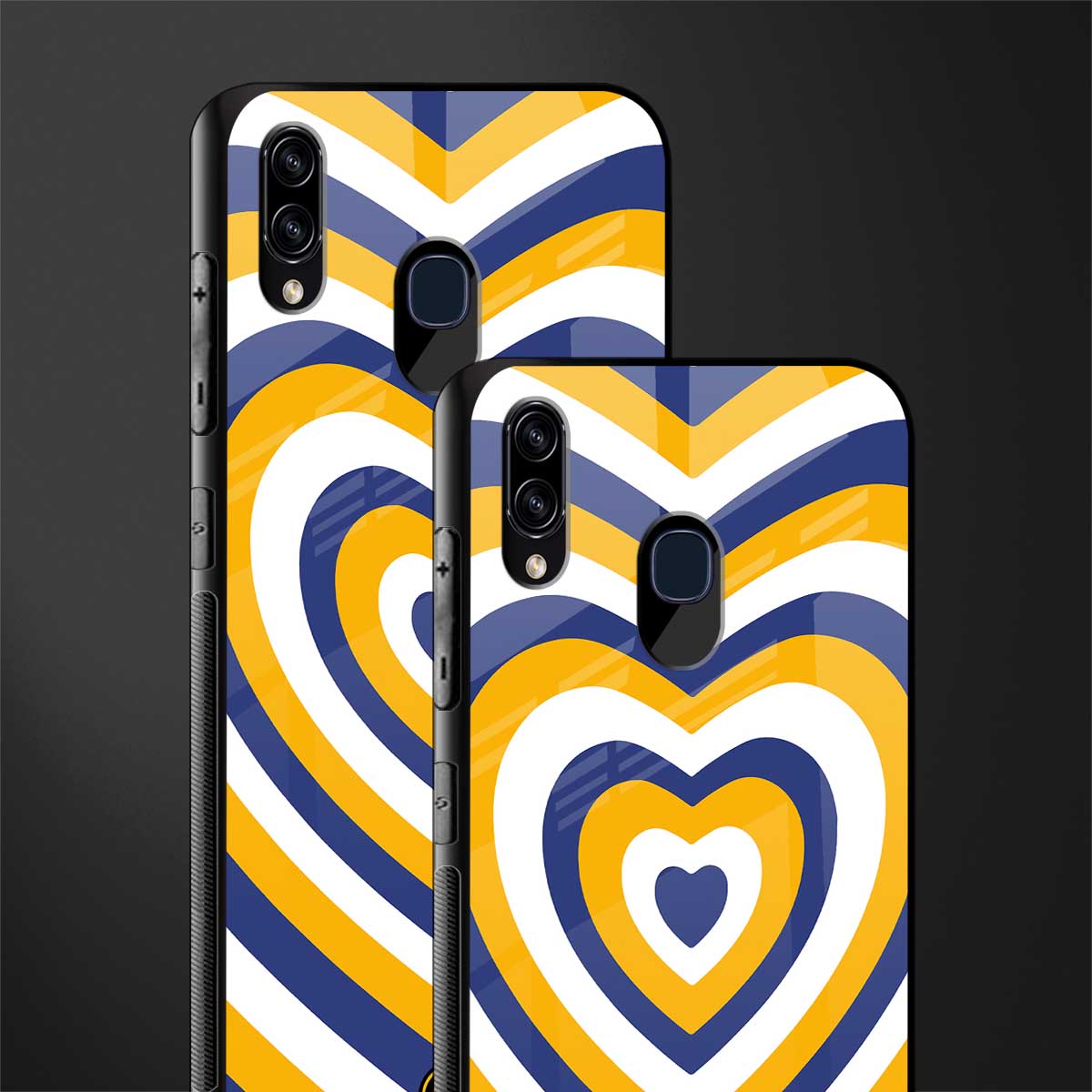 y2k yellow blue hearts aesthetic glass case for samsung galaxy a30 image-2