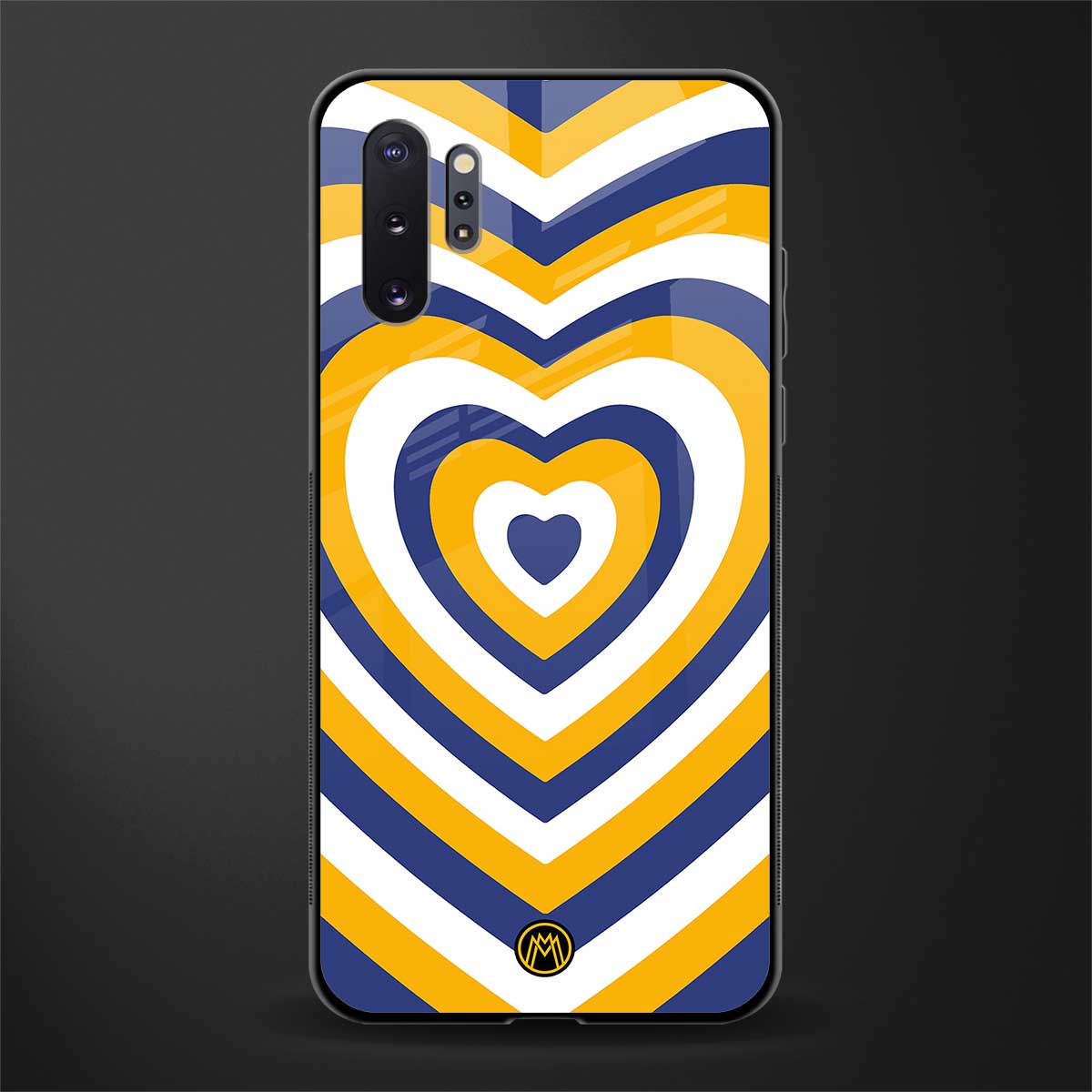 y2k yellow blue hearts aesthetic glass case for samsung galaxy note 10 plus image