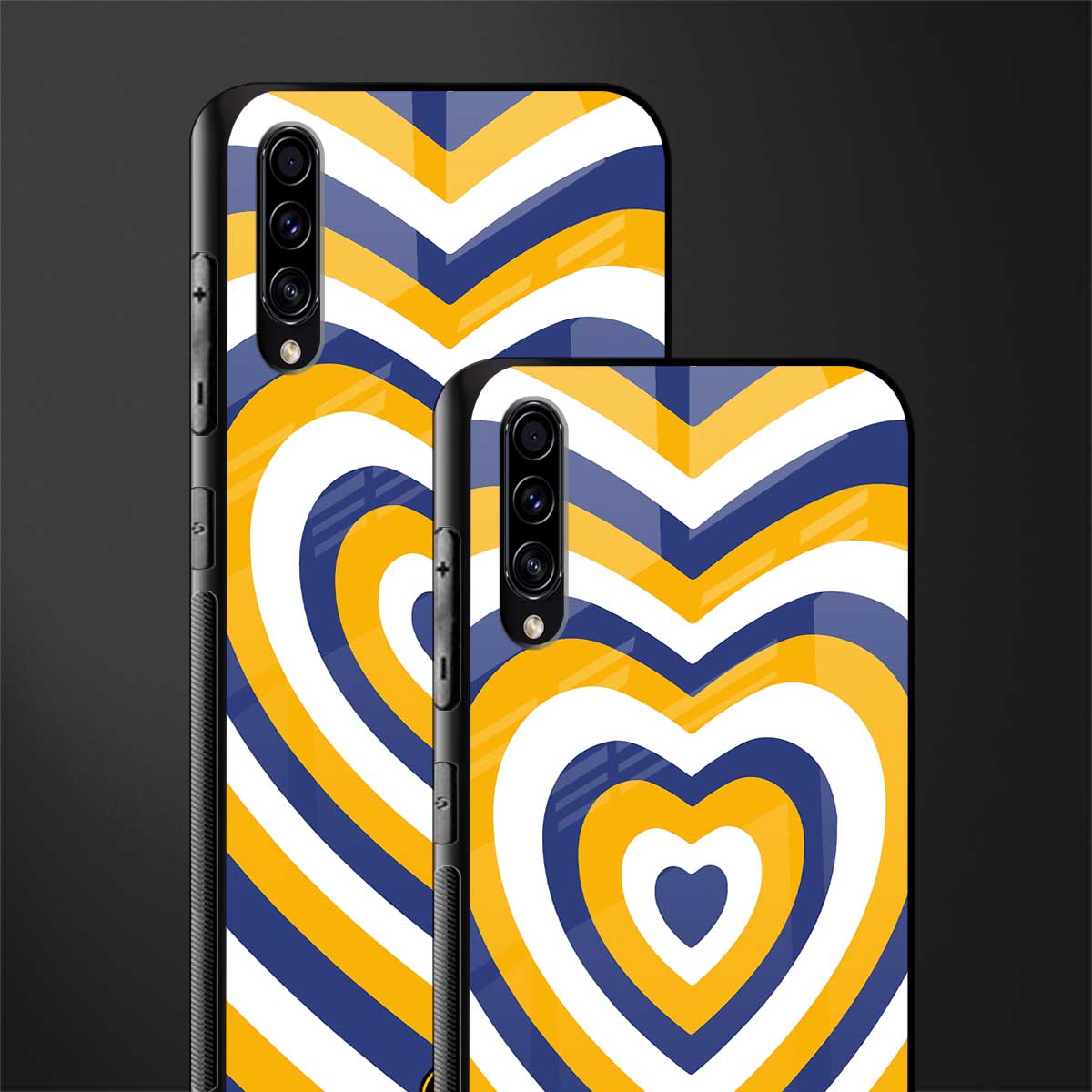 y2k yellow blue hearts aesthetic glass case for samsung galaxy a70 image-2