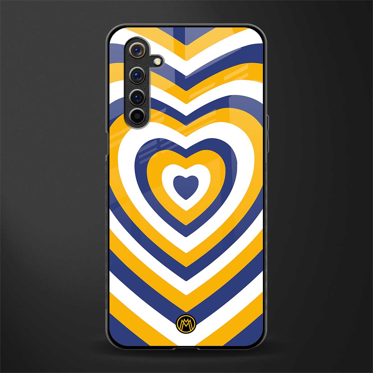 y2k yellow blue hearts aesthetic glass case for realme 6i image