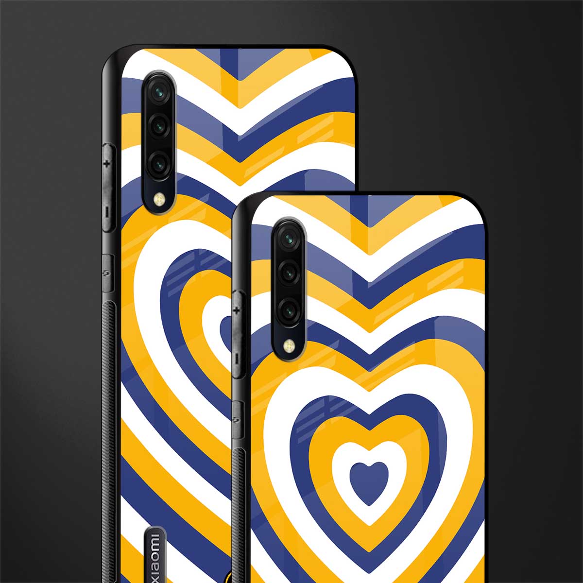 y2k yellow blue hearts aesthetic glass case for mi a3 redmi a3 image-2