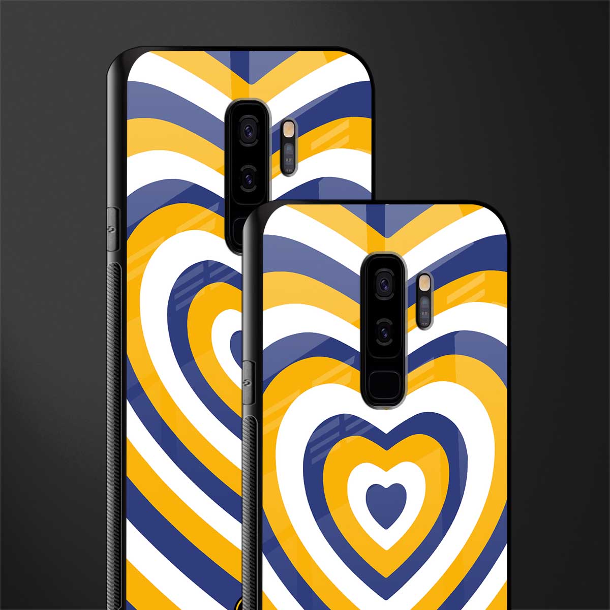 y2k yellow blue hearts aesthetic glass case for samsung galaxy s9 plus image-2