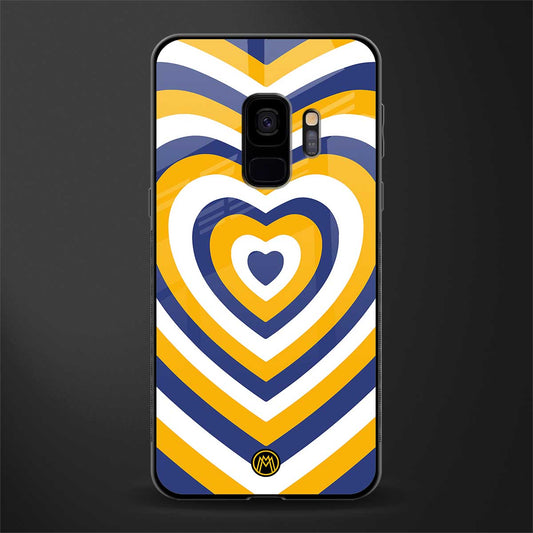 y2k yellow blue hearts aesthetic glass case for samsung galaxy s9 image