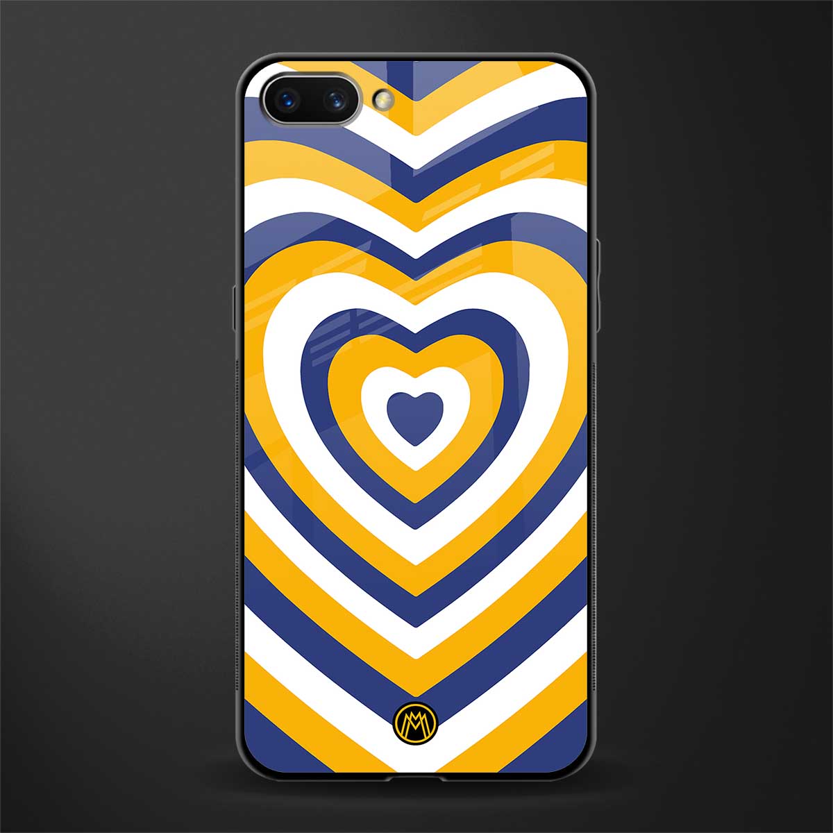 y2k yellow blue hearts aesthetic glass case for realme c1 image