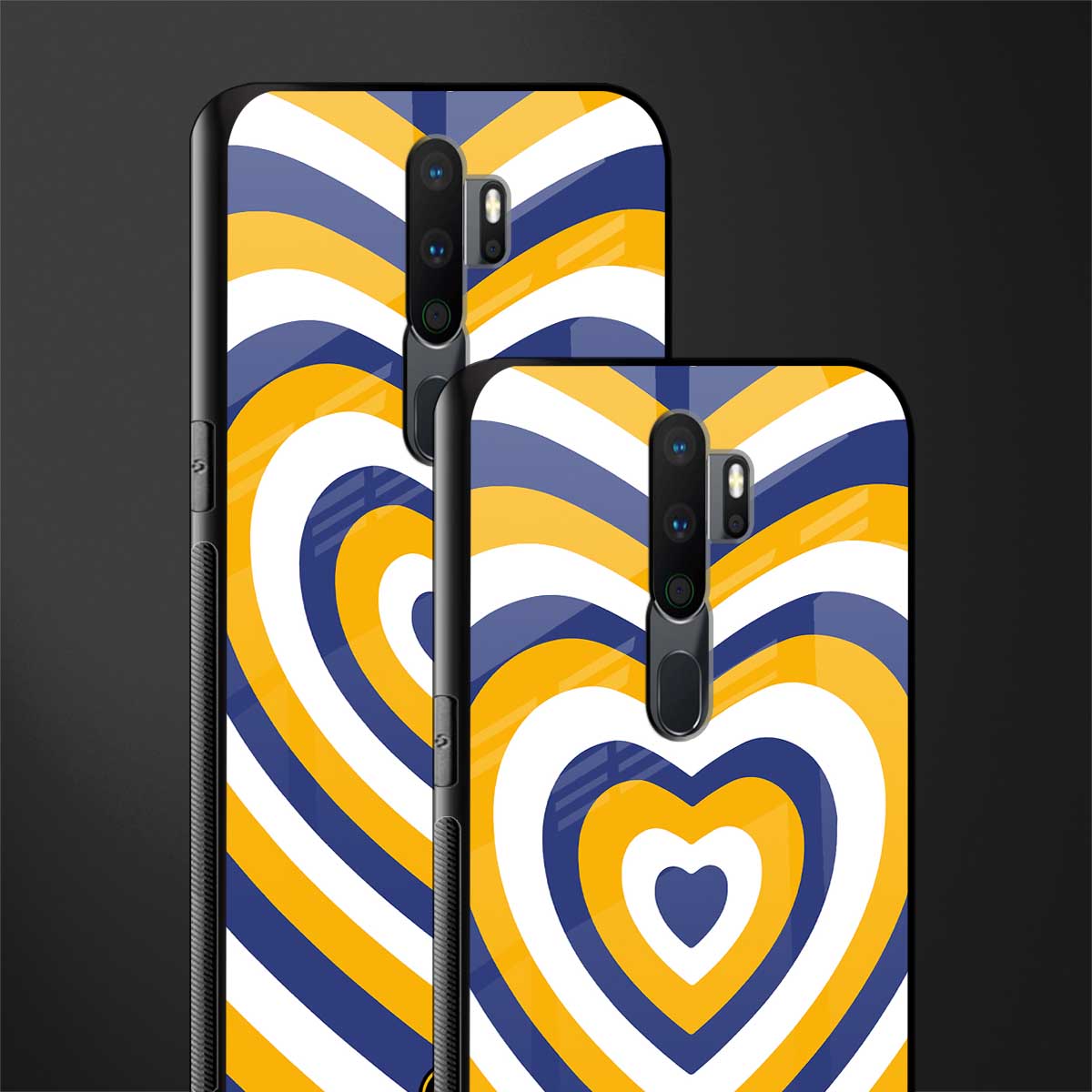 y2k yellow blue hearts aesthetic glass case for oppo a5 2020 image-2
