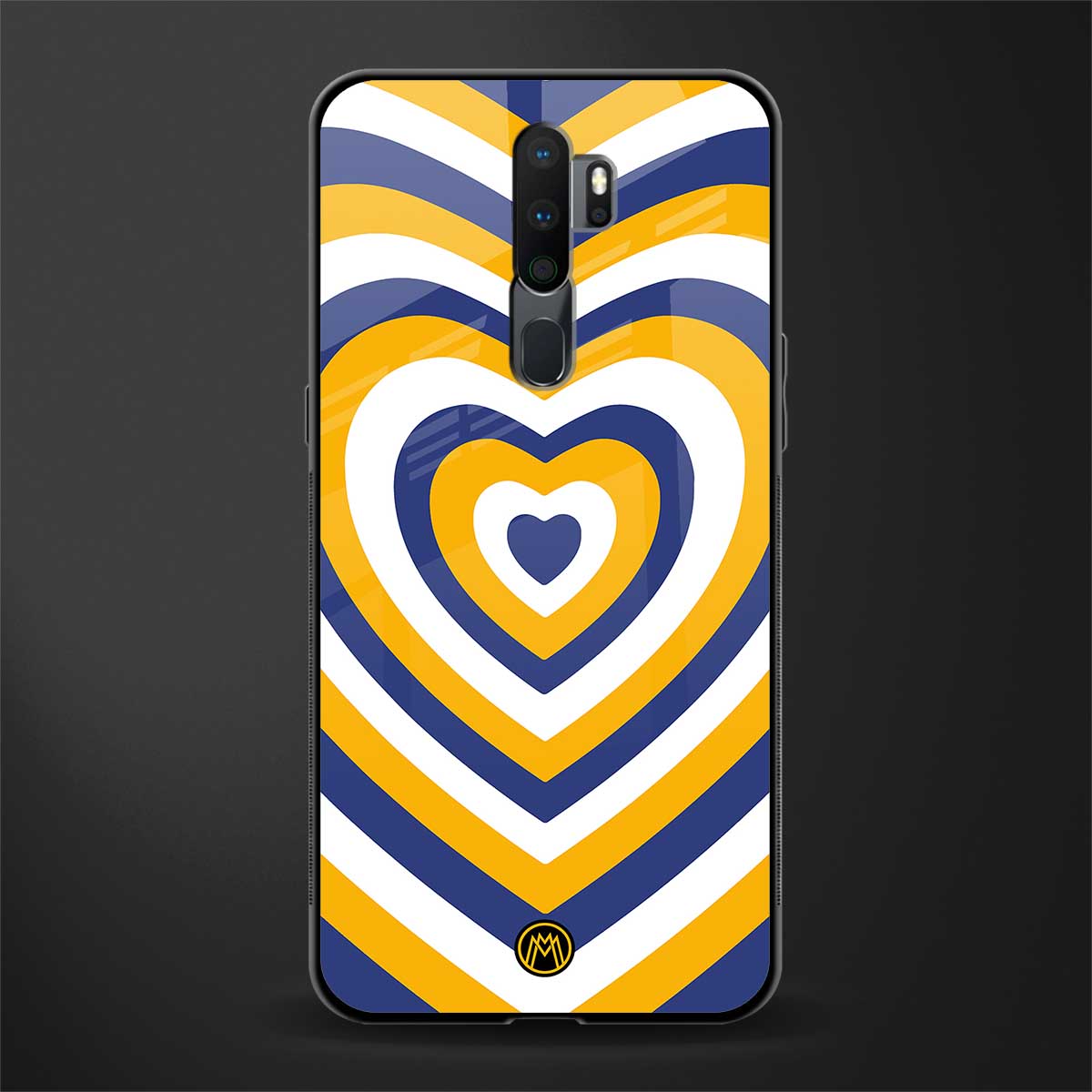 y2k yellow blue hearts aesthetic glass case for oppo a5 2020 image