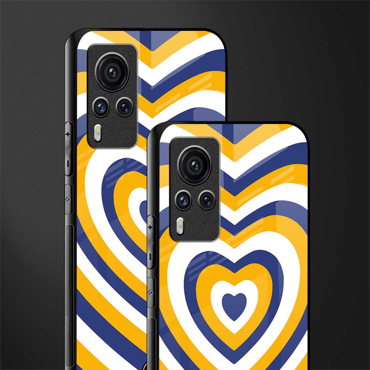 y2k yellow blue hearts aesthetic glass case for vivo x60 pro image-2