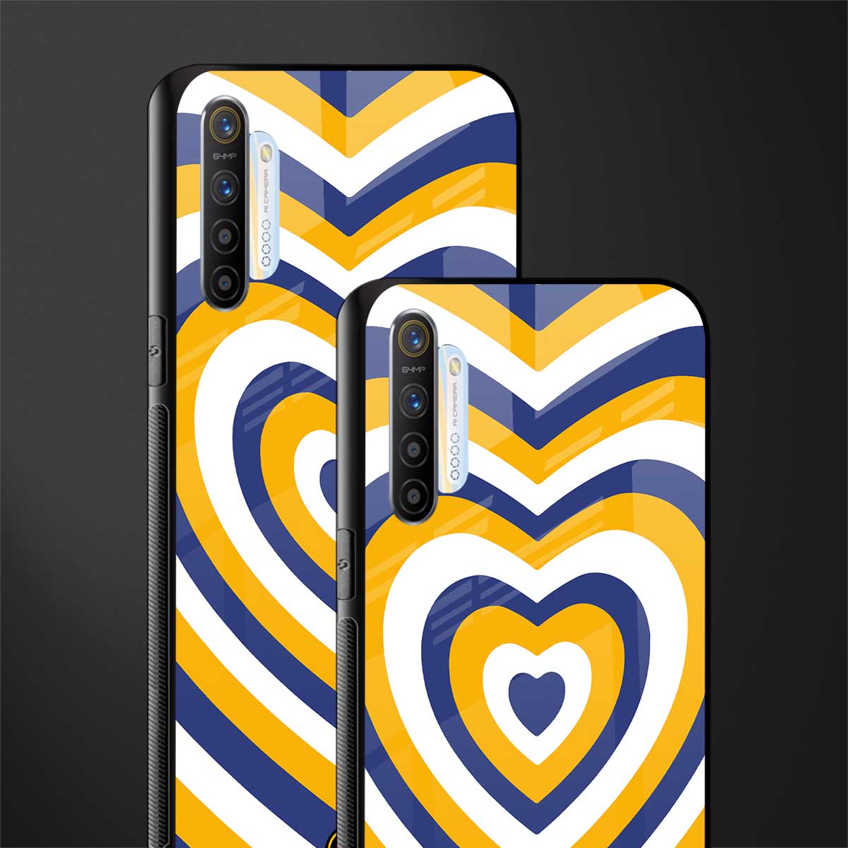 y2k yellow blue hearts aesthetic glass case for realme x2 image-2