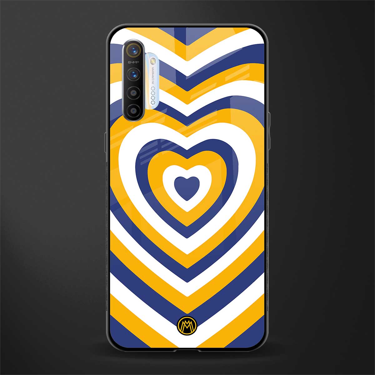 y2k yellow blue hearts aesthetic glass case for realme x2 image
