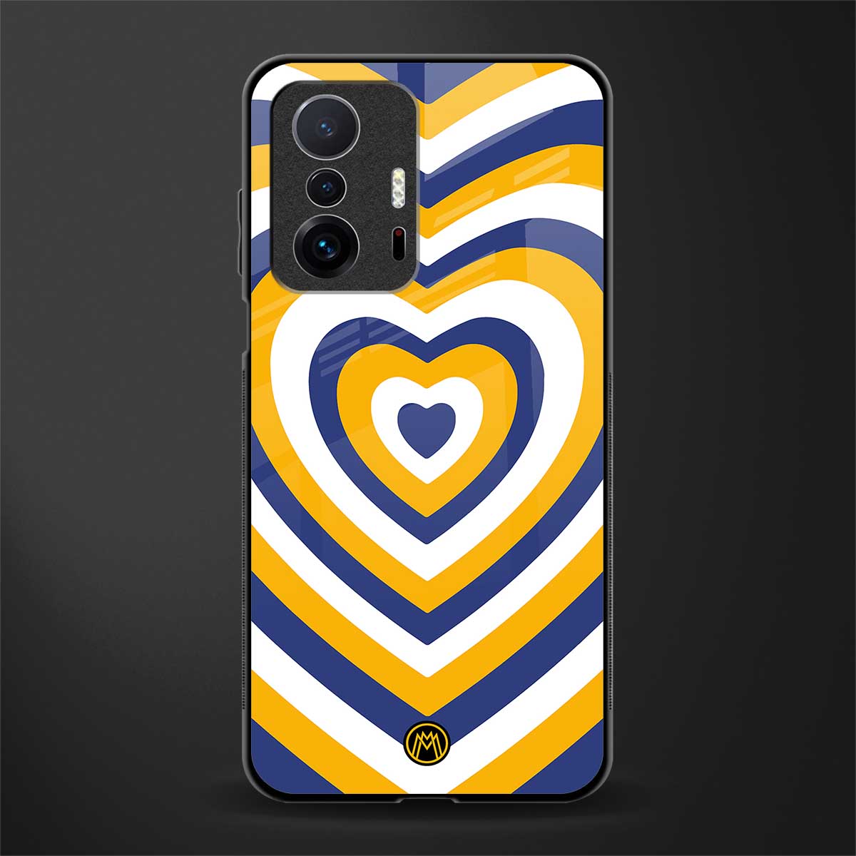 y2k yellow blue hearts aesthetic glass case for mi 11t pro 5g image