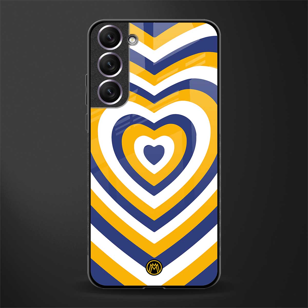 y2k yellow blue hearts aesthetic glass case for samsung galaxy s21 plus image
