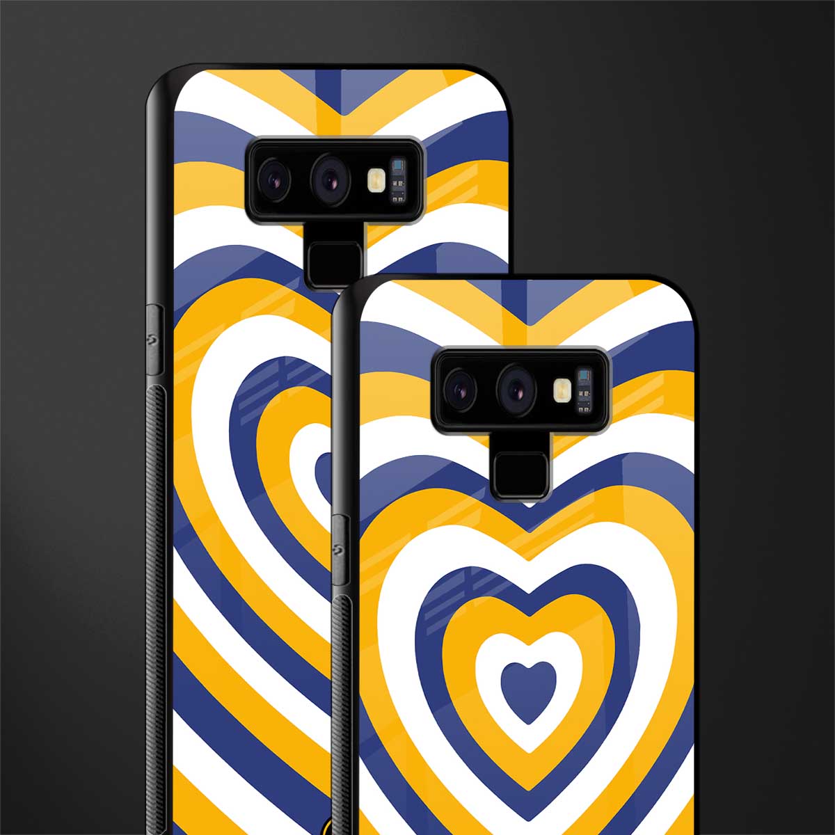 y2k yellow blue hearts aesthetic glass case for samsung galaxy note 9 image-2