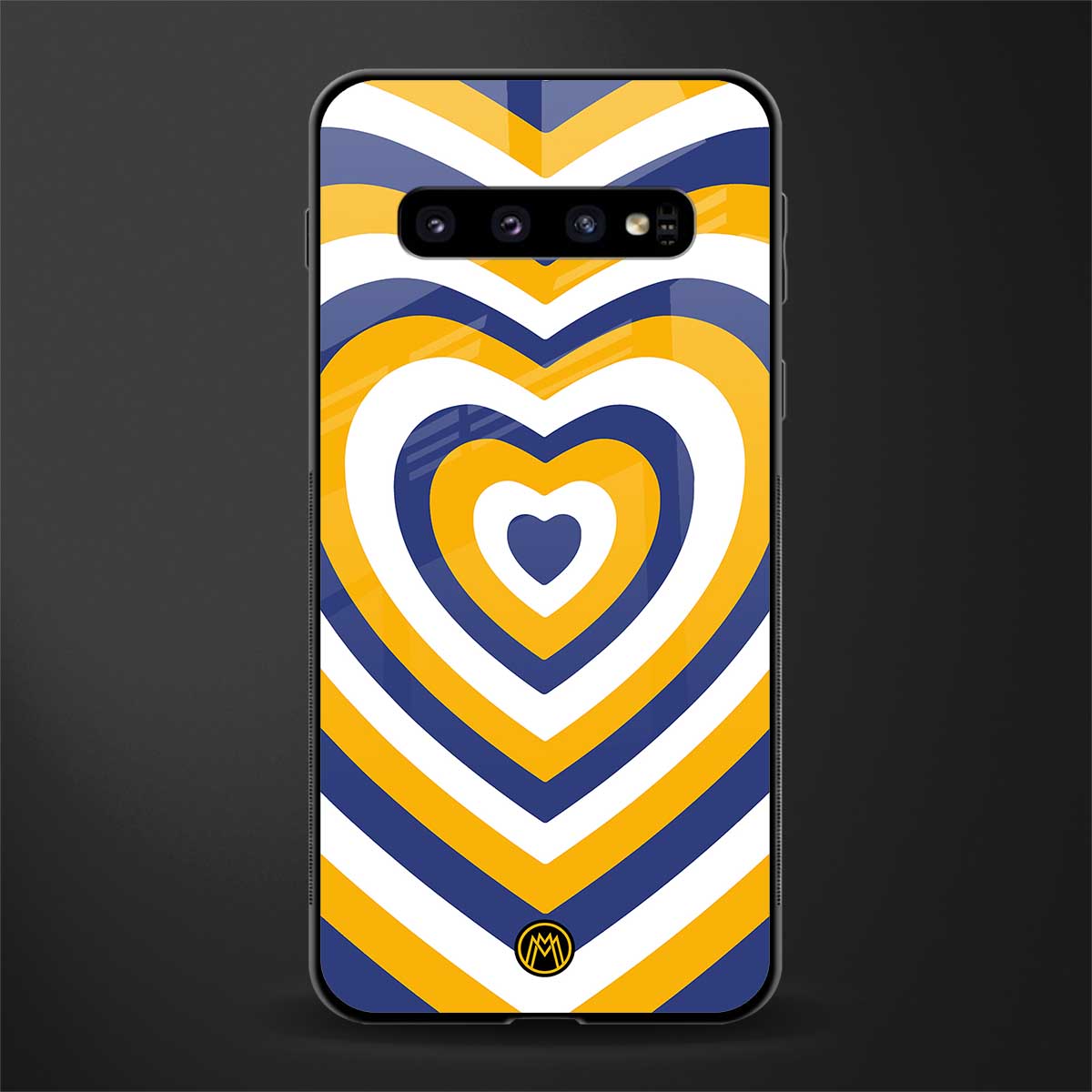 y2k yellow blue hearts aesthetic glass case for samsung galaxy s10 plus image