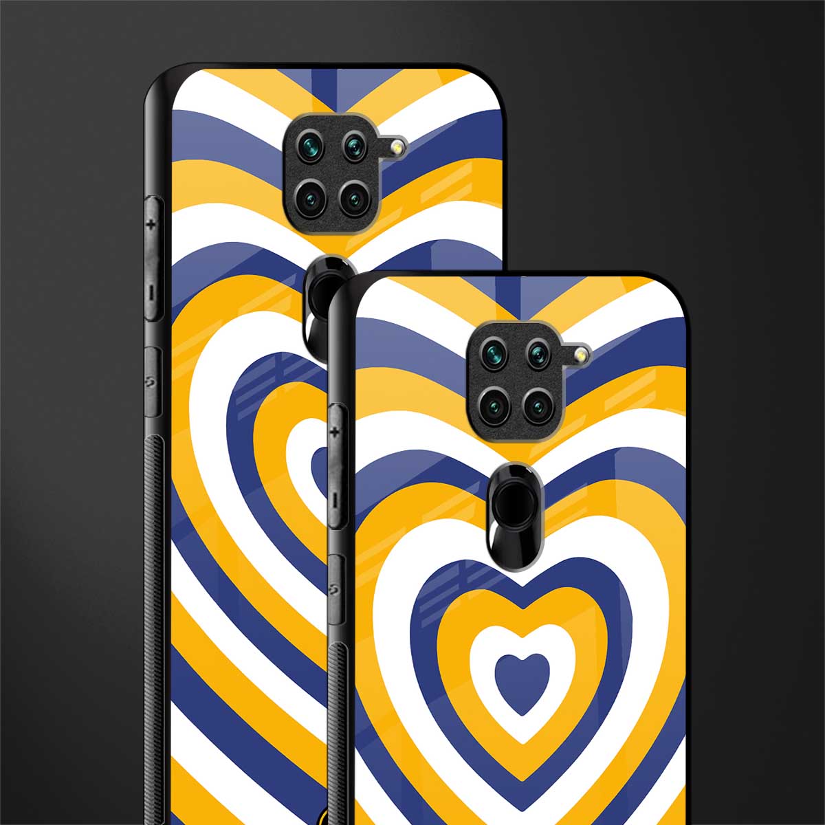 y2k yellow blue hearts aesthetic glass case for redmi note 9 image-2